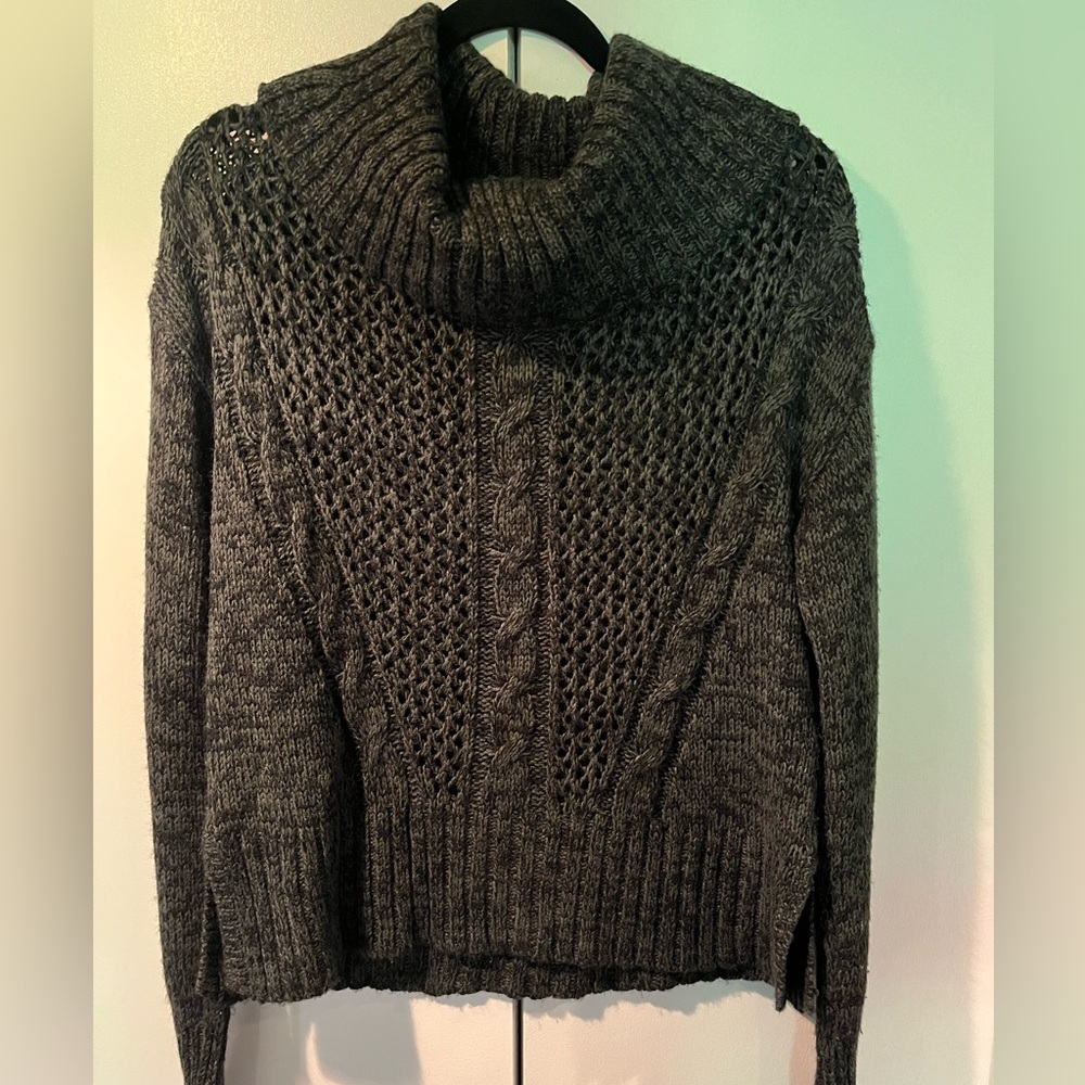 Nine West Gray Chunky Knit Turtleneck Sweater